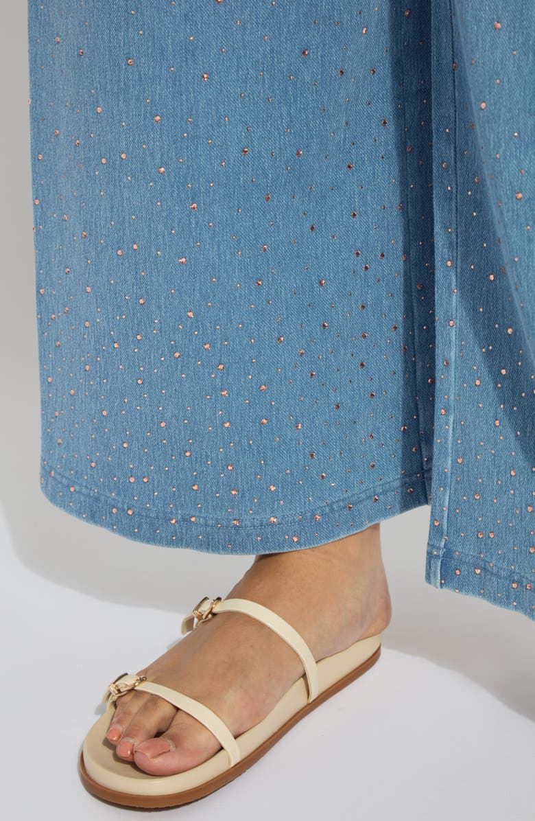 Lysse Erin Belted Crystal Embellished Pull-On Wide Leg Jeans, Alternate, color, 