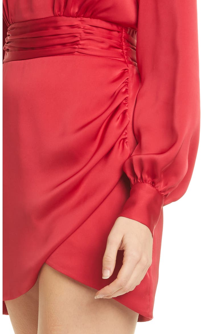 Angela Plunge Neck Long Sleeve Minidress, Alternate, color, TRUE RED