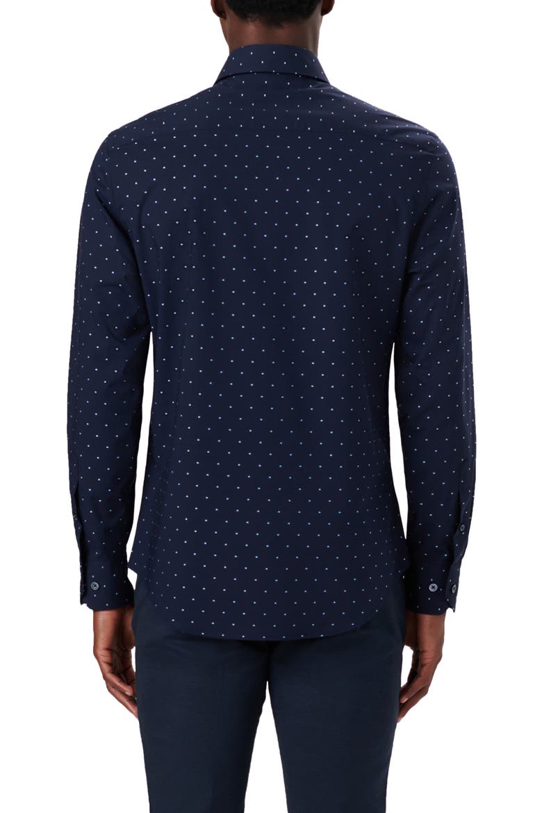 Shaped Fit Check Stretch Cotton Button-Up Shirt, Alternate, color, NAVY