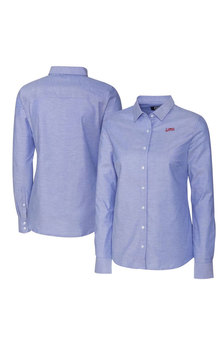 Cutter & Buck Women's Cutter & Buck  Royal SMU Mustangs Vault Stretch Oxford Long Sleeve Tri-Blend Button-Up Dress Shirt, Alternate, color, 