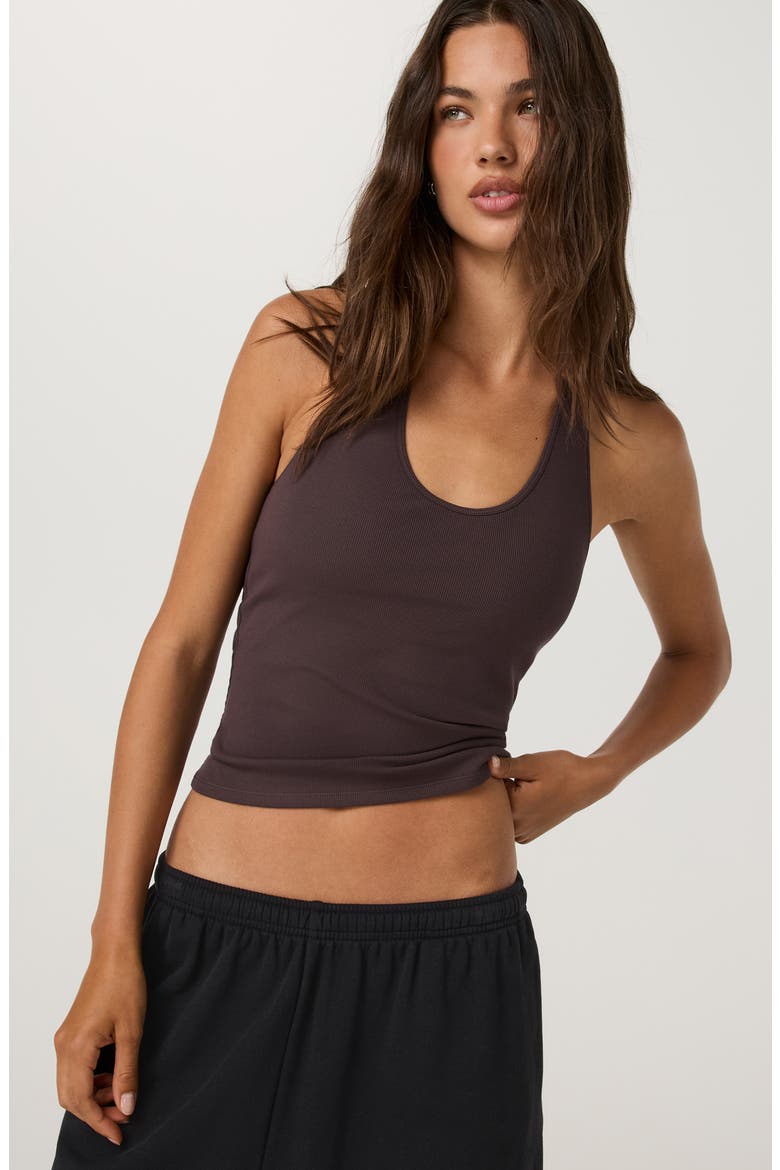 Pose Halter Performance Tank, Alternate, color, FRENCH ROAST
