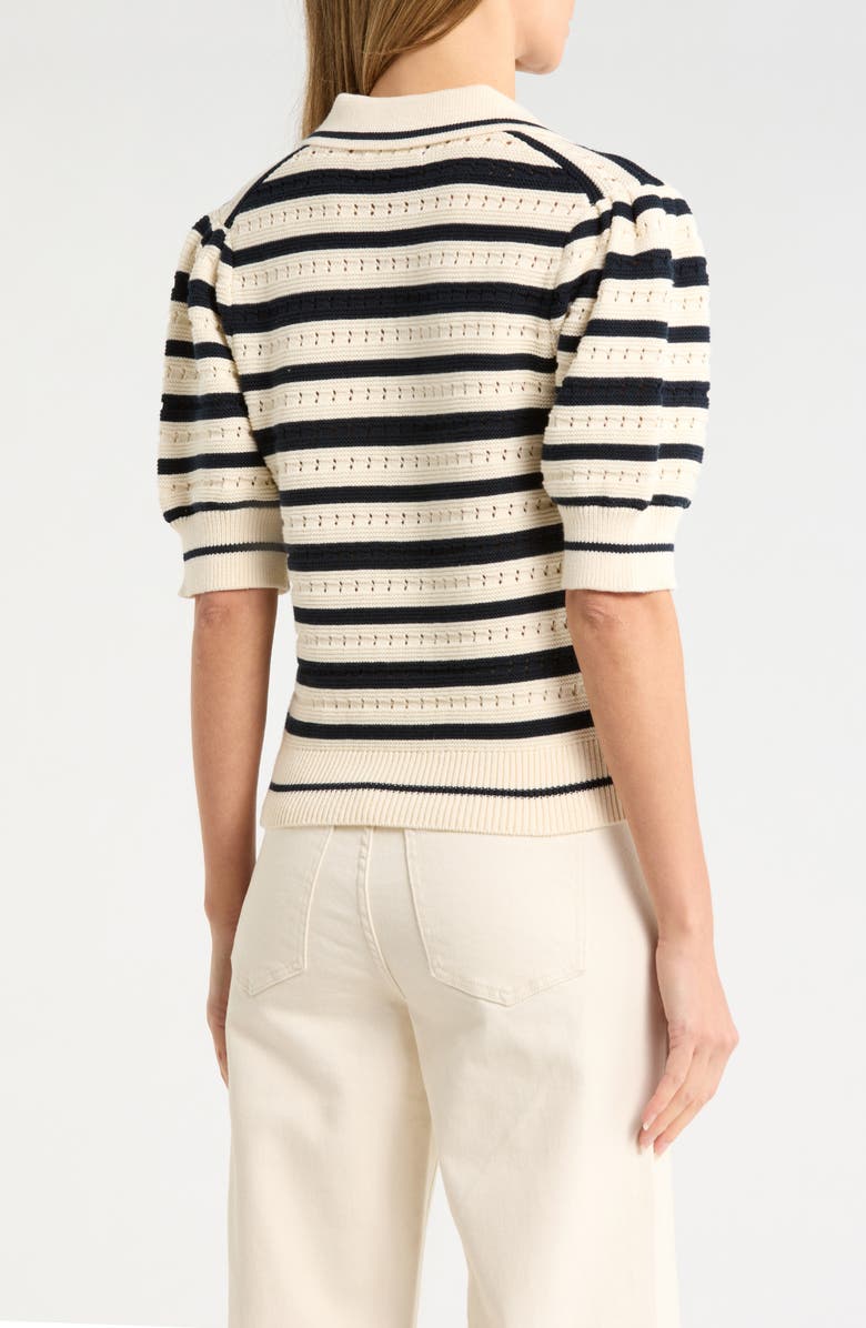 Habitual Stripe Polo Sweater, Alternate, color, Salute And Ivory Stripe