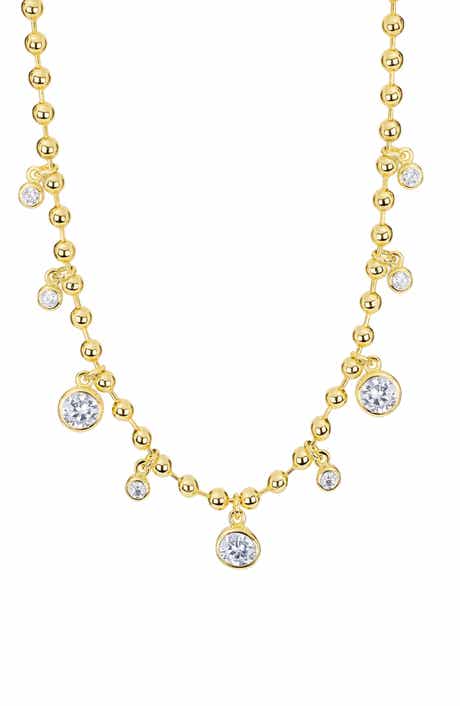 CZ Station Beaded Necklace