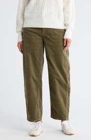 Democracy High Waist Barrel Leg Corduroy Pants