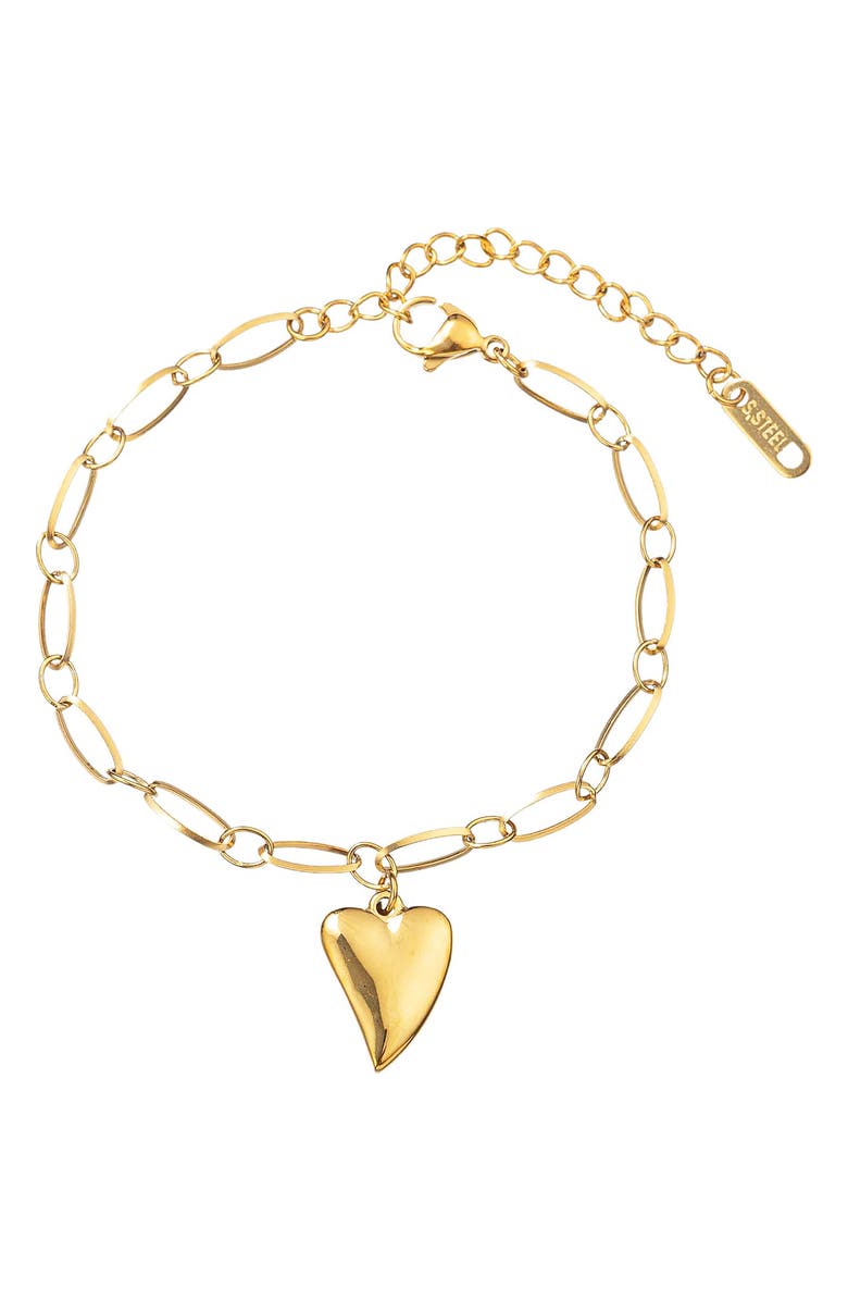 EYE CANDY LOS ANGELES Heart Charm Link Bracelet, Main, color, 