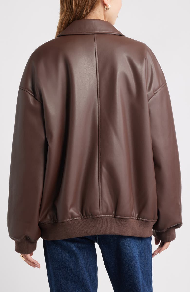 Open Edit Oversize Faux Leather Jacket, Alternate, color, Brown Seal