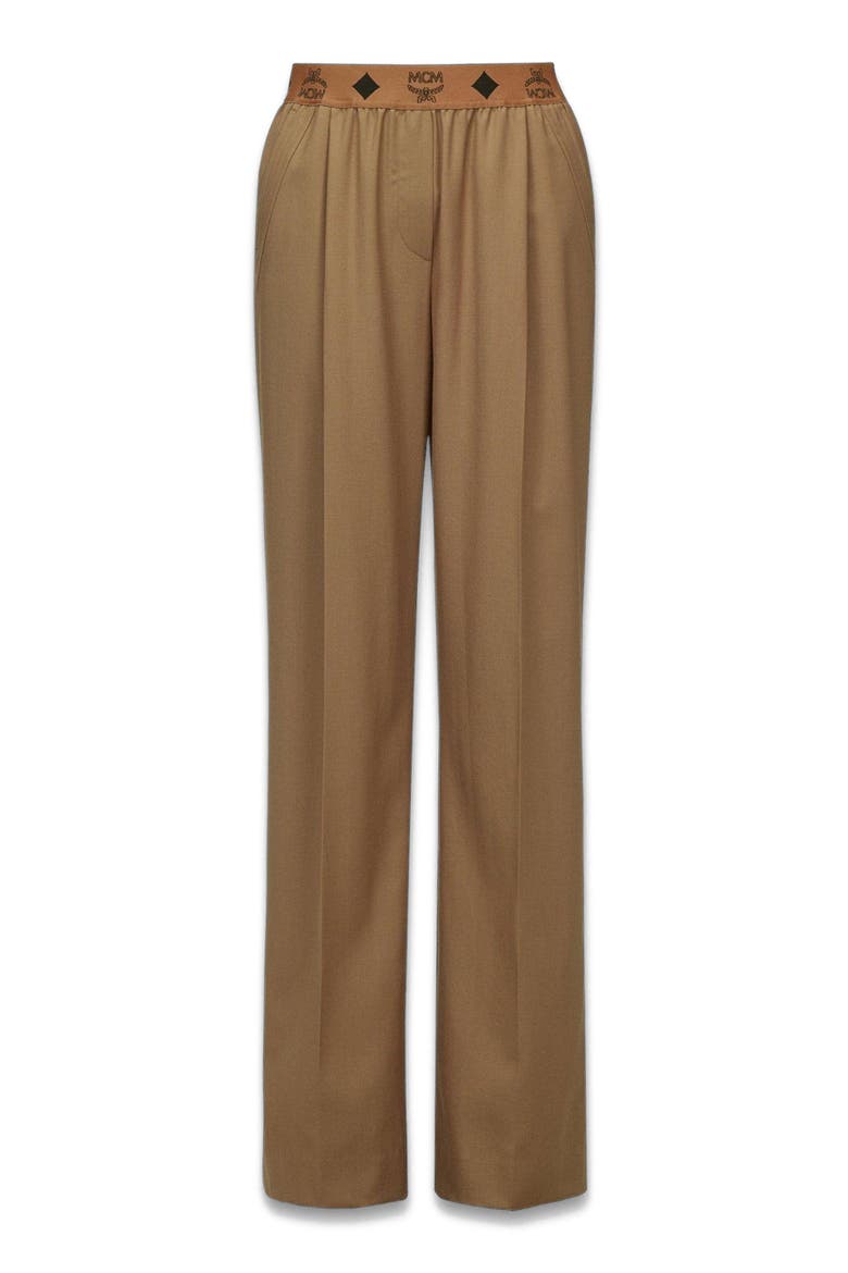 Monogram Pants in Wool Twill, Alternate, color, Light Brown