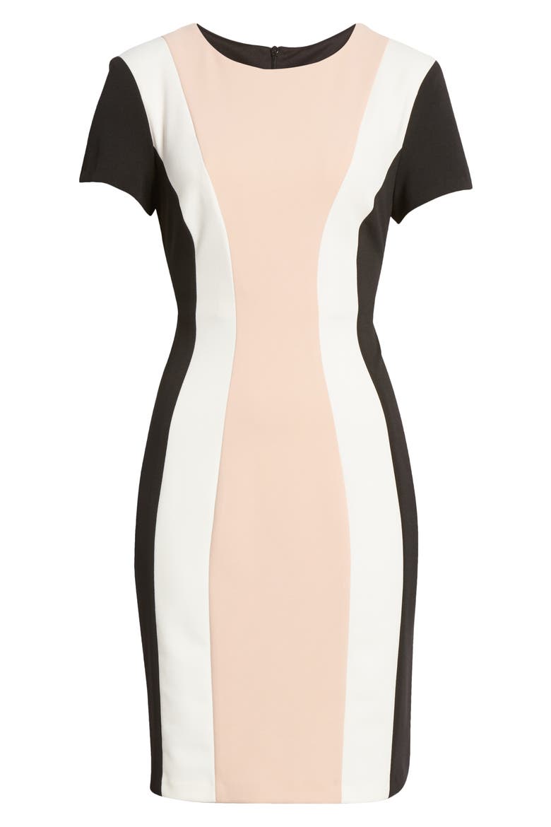 Colorblock Short Sleeve Dress, Alternate, color, CAMEO/ IVORY