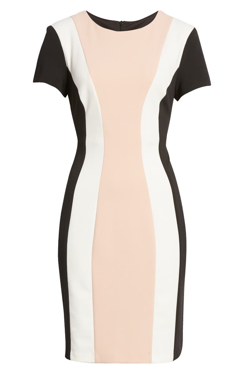 Connected Apparel Colorblock Short Sleeve Dress, Alternate, color, 