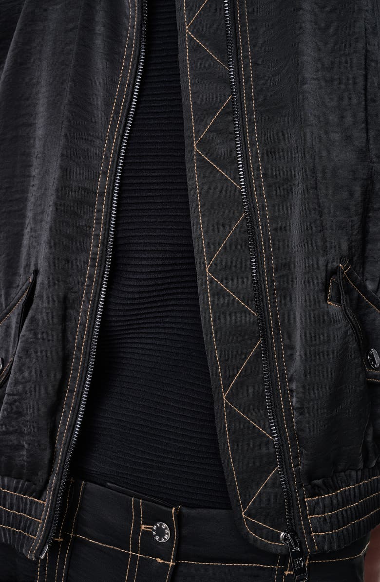 DKNY Contrast Stitch Bomber Jacket, Alternate, color, Black