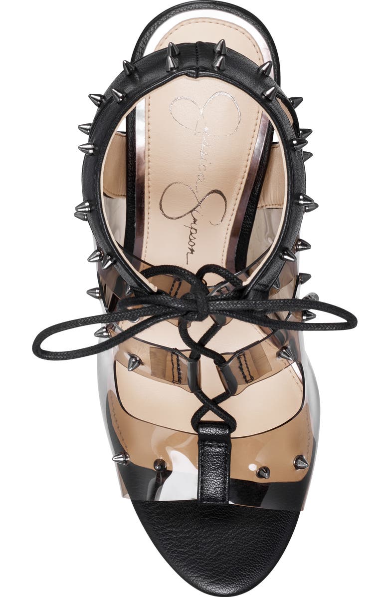 Jessica Simpson Jirven Spike Clear Strap Cage Sandal, Alternate, color,
