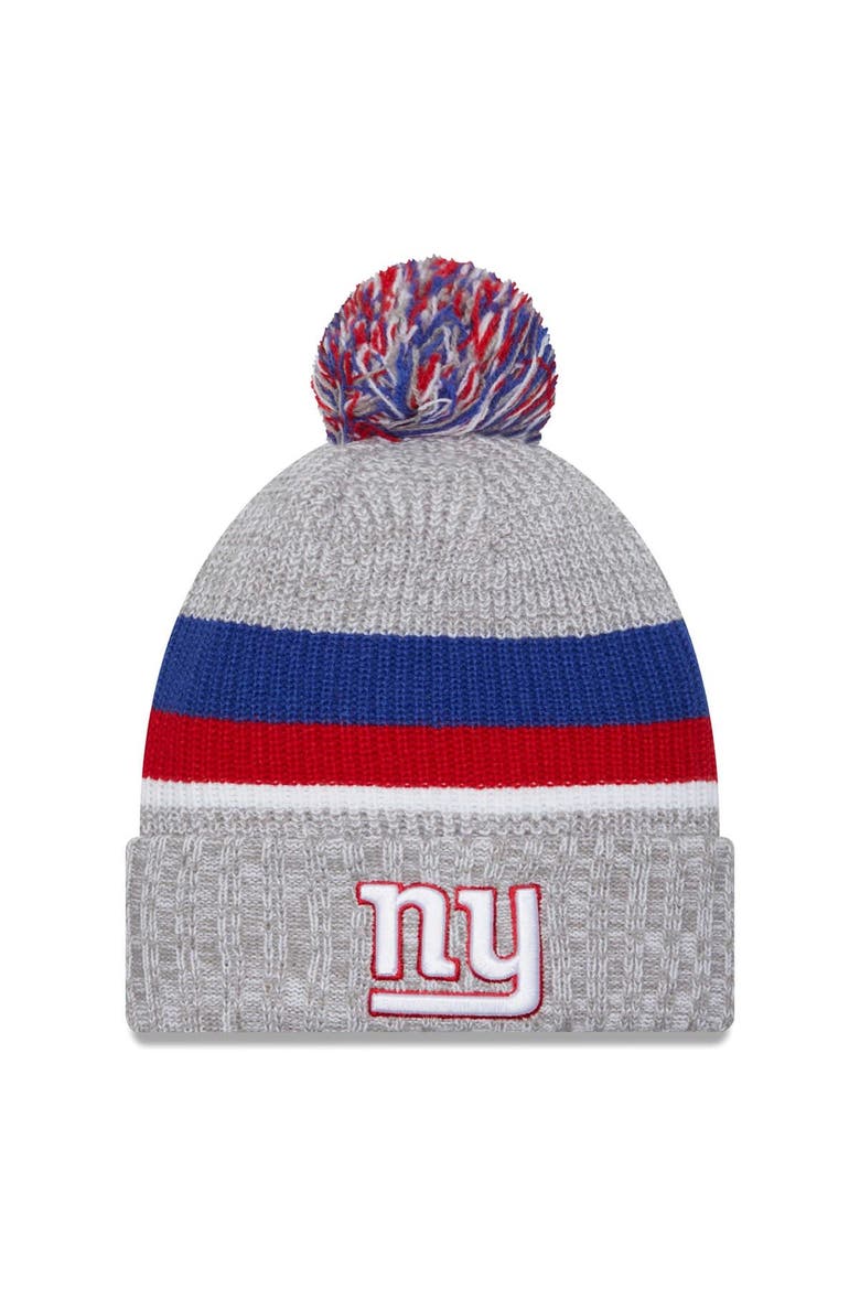 Men's New Era Heather Gray New York Giants Cuffed Knit Hat with Pom, Main, color, Heather Gray