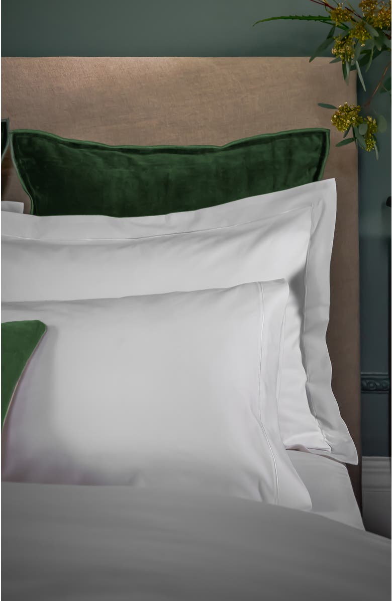 CHRISTY Premium Luxury Sateen Cotton Oxford Style Pillow Sham Pairs, Alternate, color, White