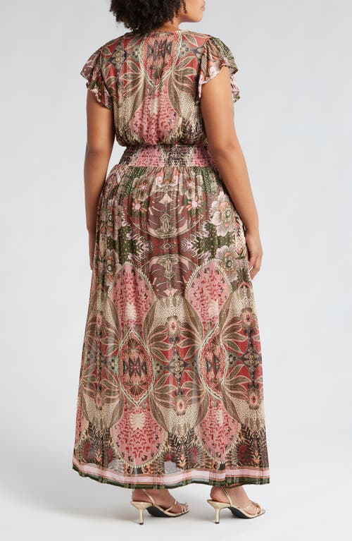CIEBON CIEBON PRINT METALLIC MAXI DRESS