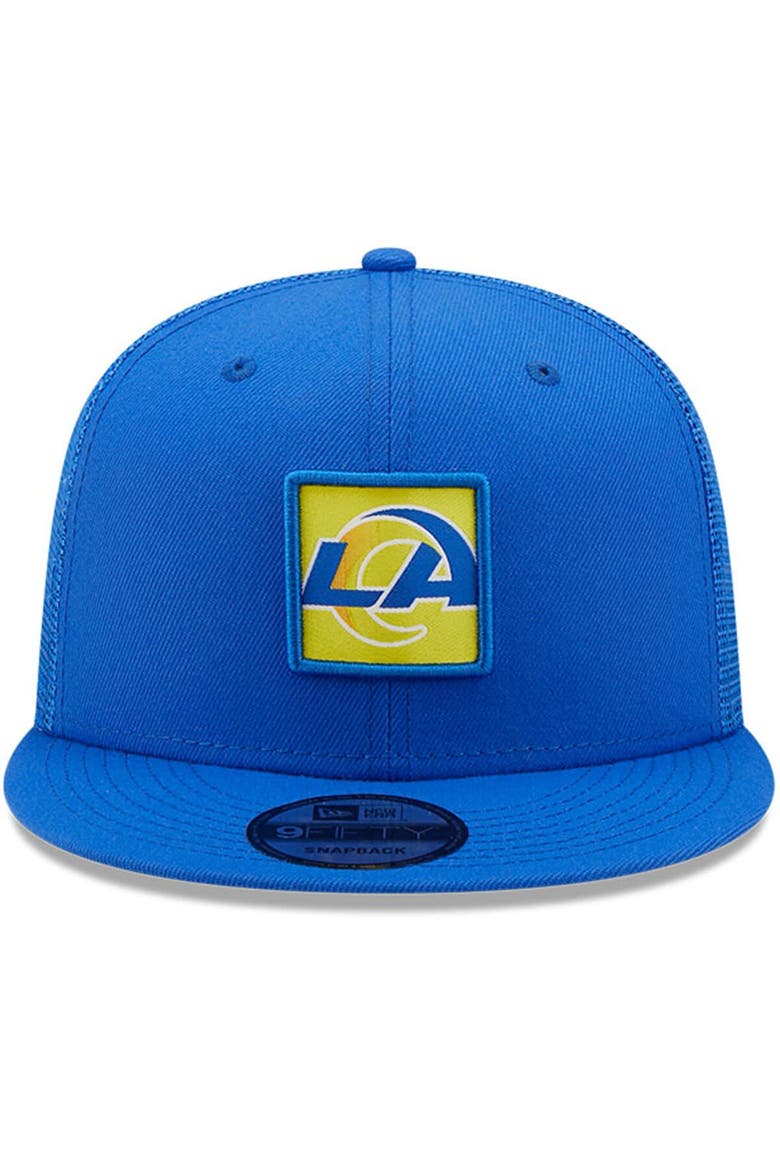 Men's New Era Royal Los Angeles Rams Gridlock Trucker 9FIFTY Snapback Hat, Alternate, color, Royal