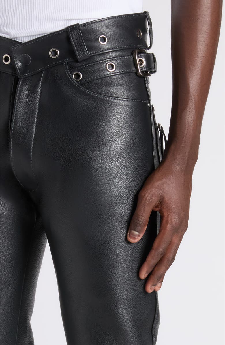 TOM FORD Grained Leather Biker Pants, Alternate, color, Lb999 Black
