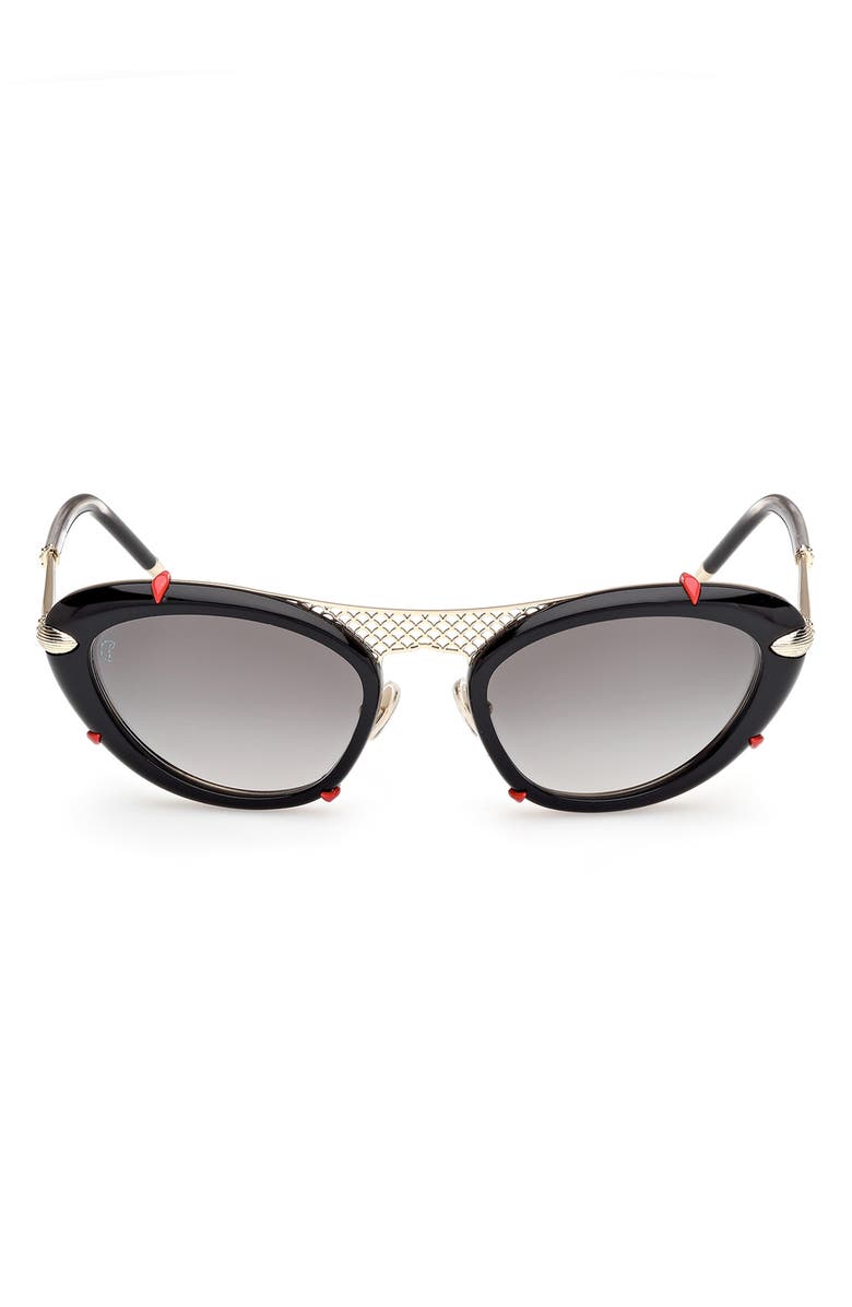 Christian Louboutin Dolly 54mm Gradient Oval Sunglasses, Main, color, Black/ Pale Gold/ Zeiss Smoke