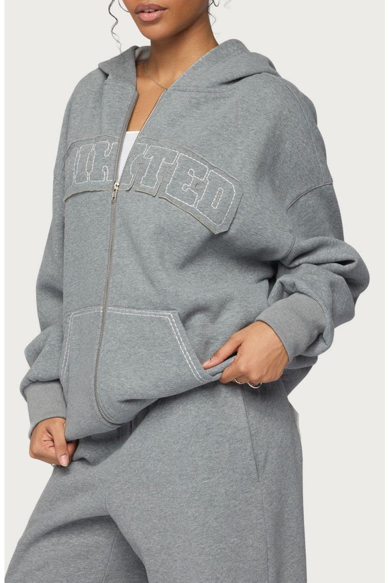 Forever Edikted Oversized Full Zip Hoodie, Alternate, color, GRAY-MELANGE