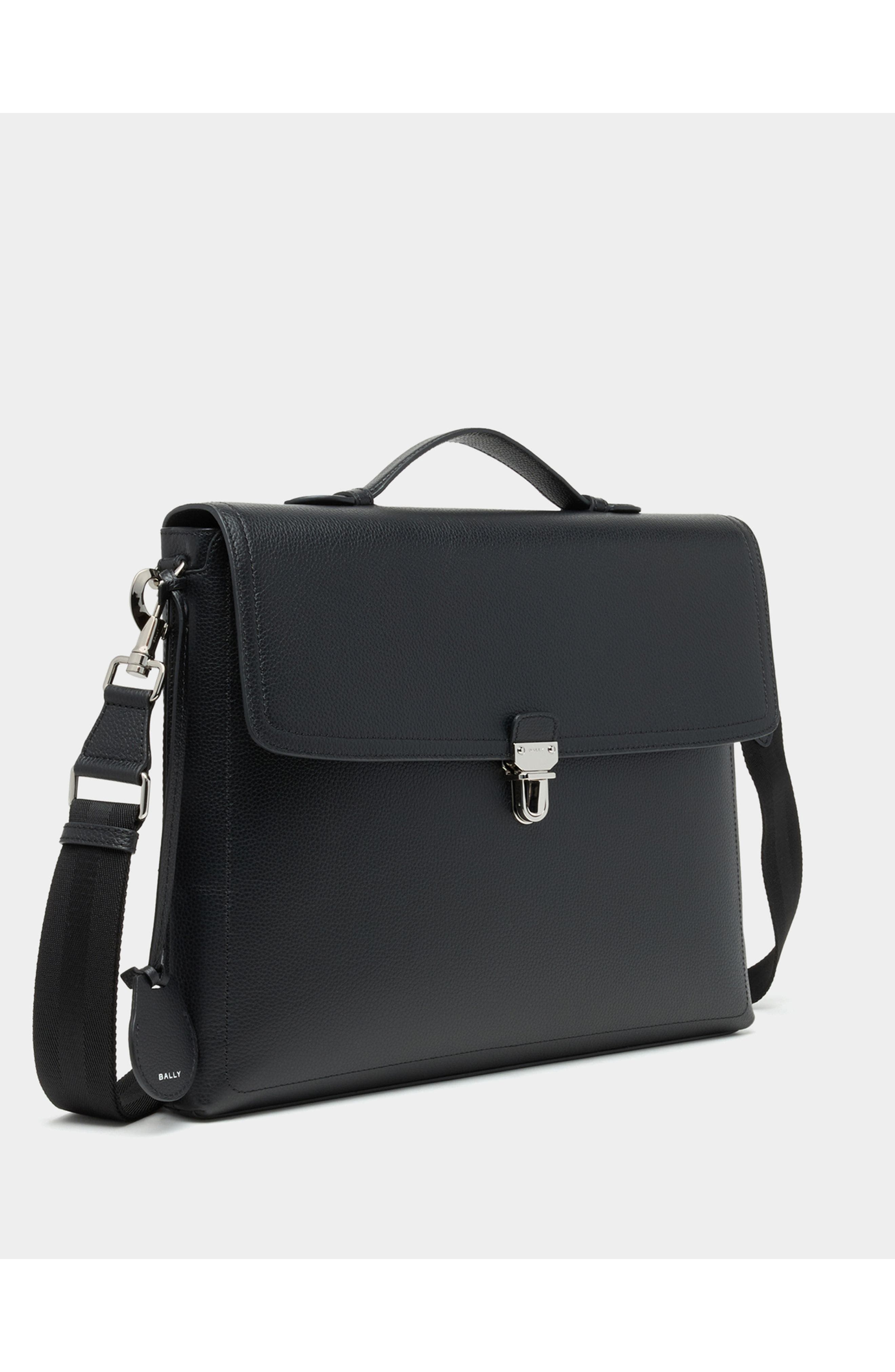 Bally Capitol Briefcase in Bovine Grained Leather, Alternate, color, Black+Palladio