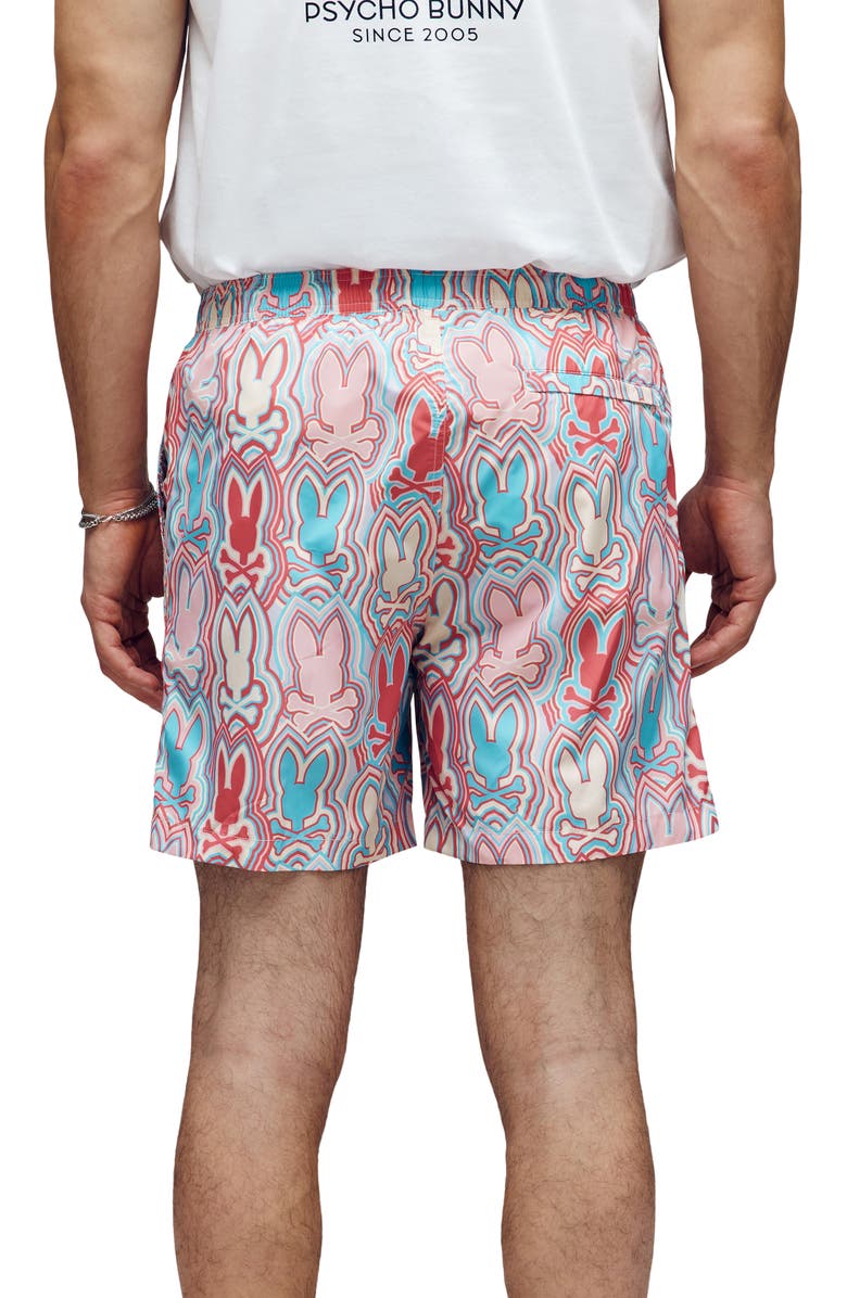 Psycho Bunny Chuck Bunny Print Swim Trunks, Alternate, color, 