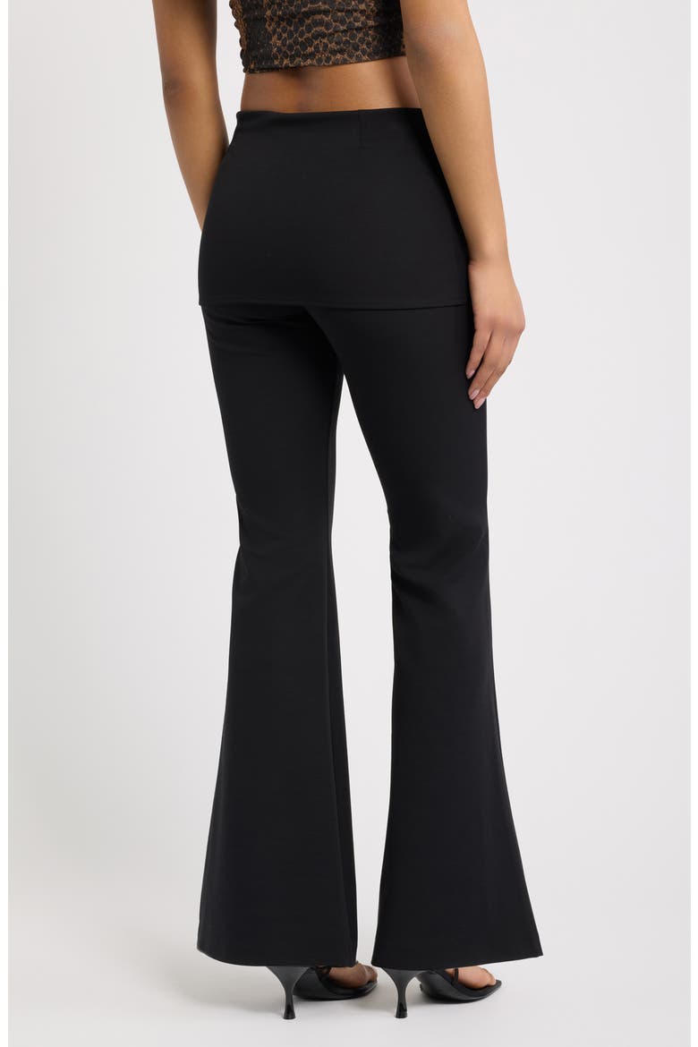 Encanto Foldover Waist Flare Leg Pants, Alternate, color, NOIR