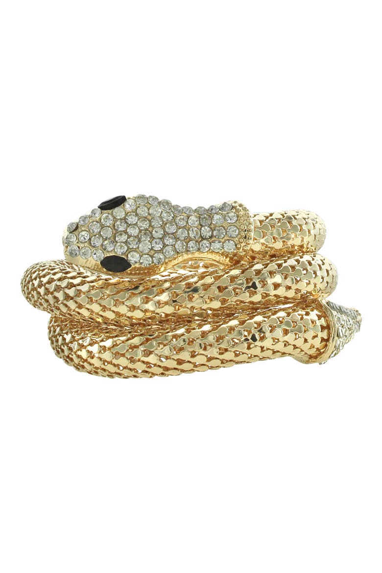 Snake Eyes Coil Bracelet, Main, color, GOLD / BLACK / CLEAR