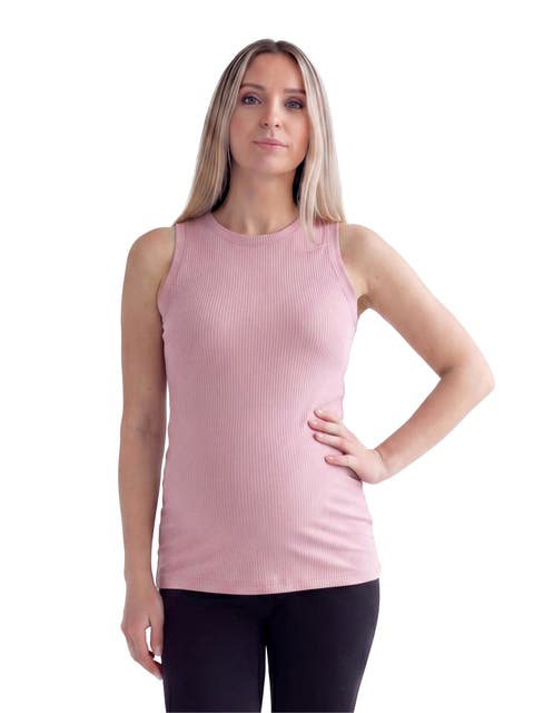Maternity Basic Ribbed Knit Round Neck Sleeveless Tank Top