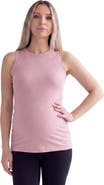 24seven Comfort Apparel Maternity Basic Ribbed Knit Round Neck Sleeveless Tank Top
