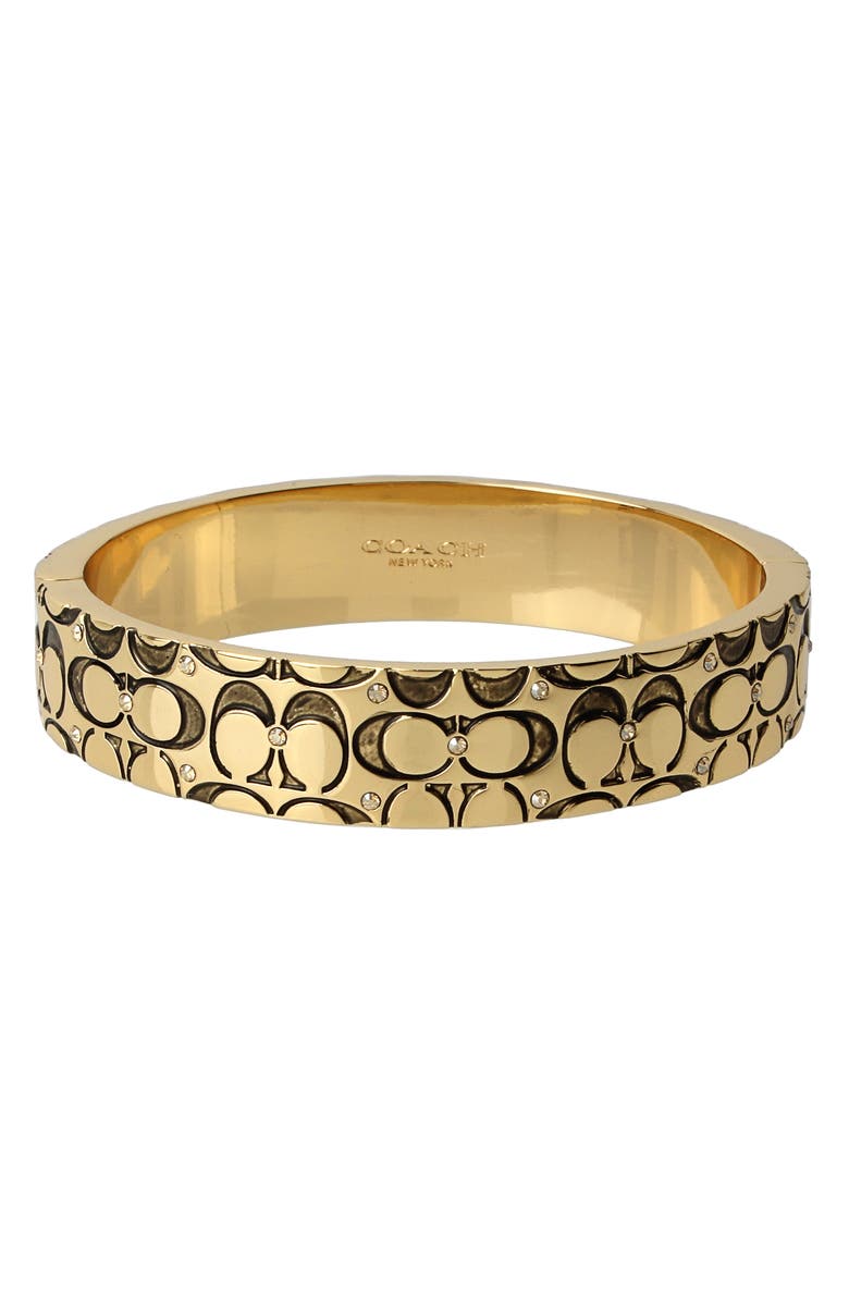 COACH Logo Quilted Hinged Bangle, Alternate, color, 