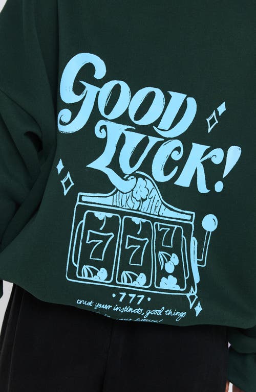 Princess Polly Good Luck Graphic Cotton Blend Hoodie In Green