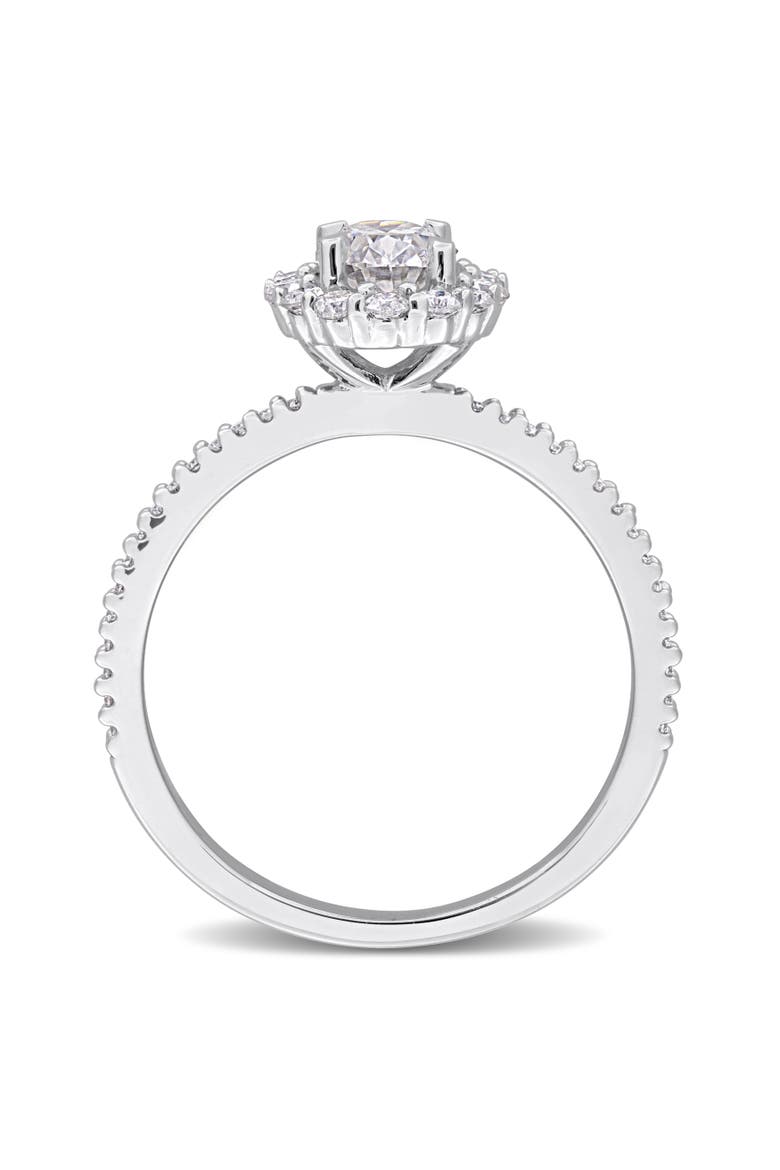 Moissanite Oval Halo Engagement Ring, Alternate, color, Sterling Silver