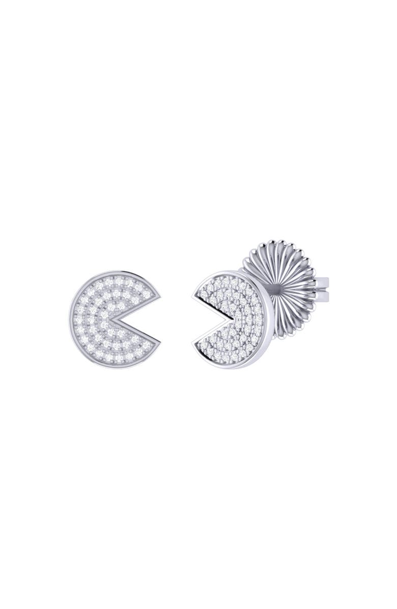 LuvMyJewelry Pac Man Candy Sterling Silver Diamond Earring, Main, color, 