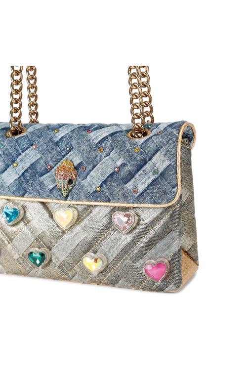 Kurt Geiger London Kensington Heart Denim Convertible Shoulder Bag In Blue