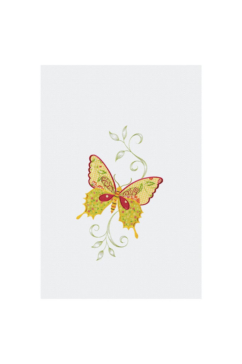 Pink Butterfly Waffle Weave Cotton Kitchen Dishtowel, Main, color, Yellow