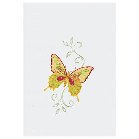 Pink Butterfly Waffle Weave Cotton Kitchen Dishtowel