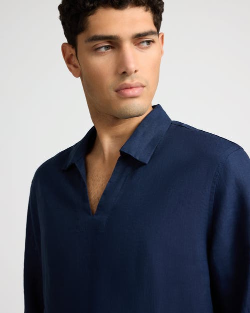 Onia Linen Long Sleeve Popover Shirt In Animal Print