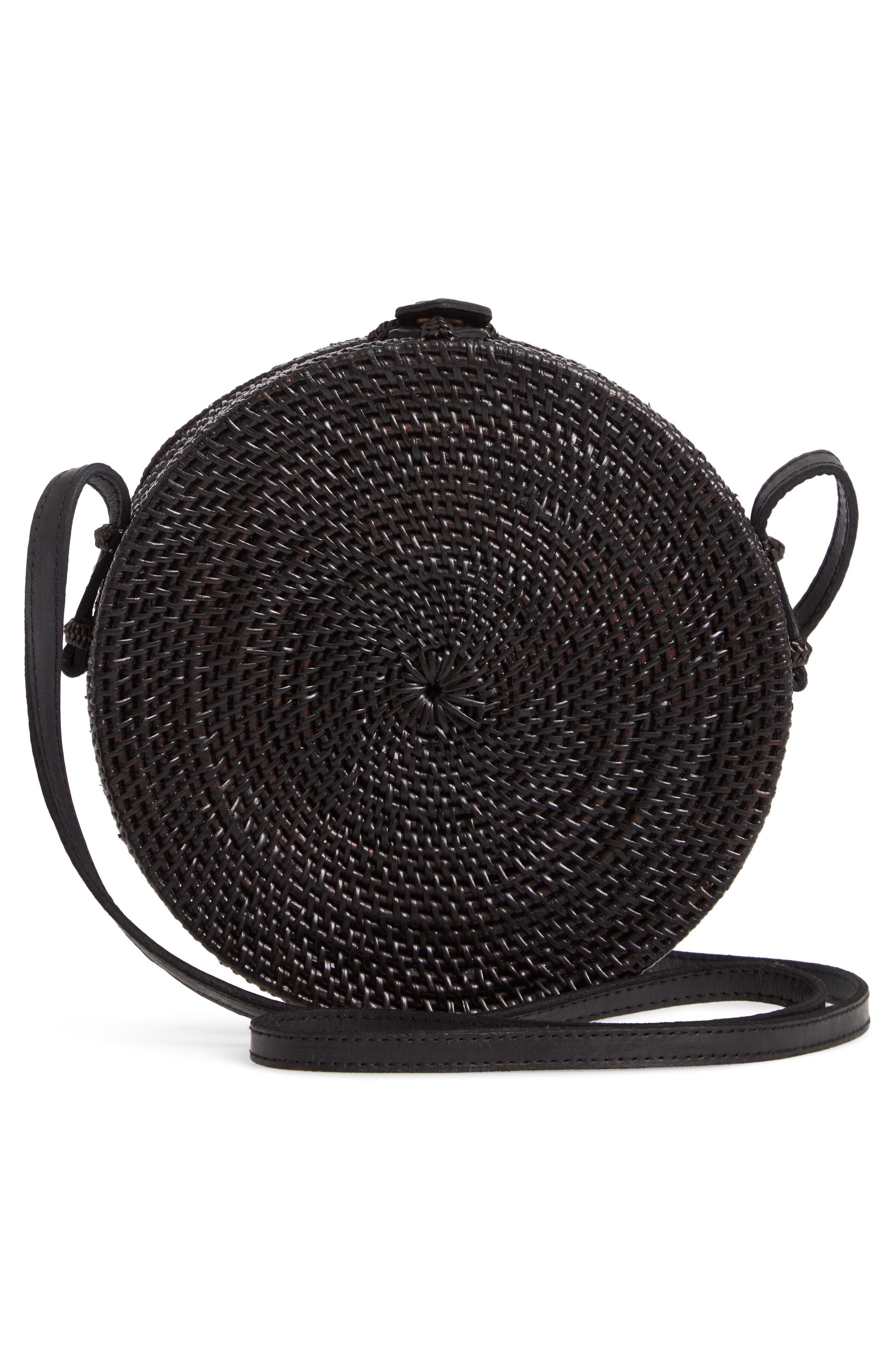 Street Level Woven Rattan Circle Basket Crossbody, Alternate, color, 