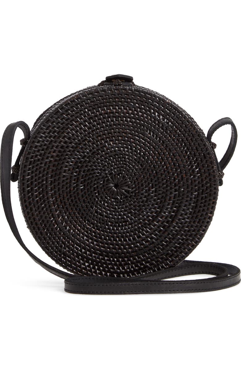 Street Level Woven Rattan Circle Basket Crossbody, Alternate, color,