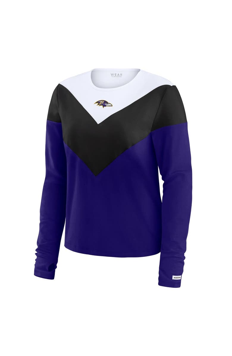 WEAR by Erin Andrews Women's WEAR by Erin Andrews Purple/Black Baltimore Ravens Chevron Tri-Blend Long Sleeve T-Shirt, Alternate, color, 