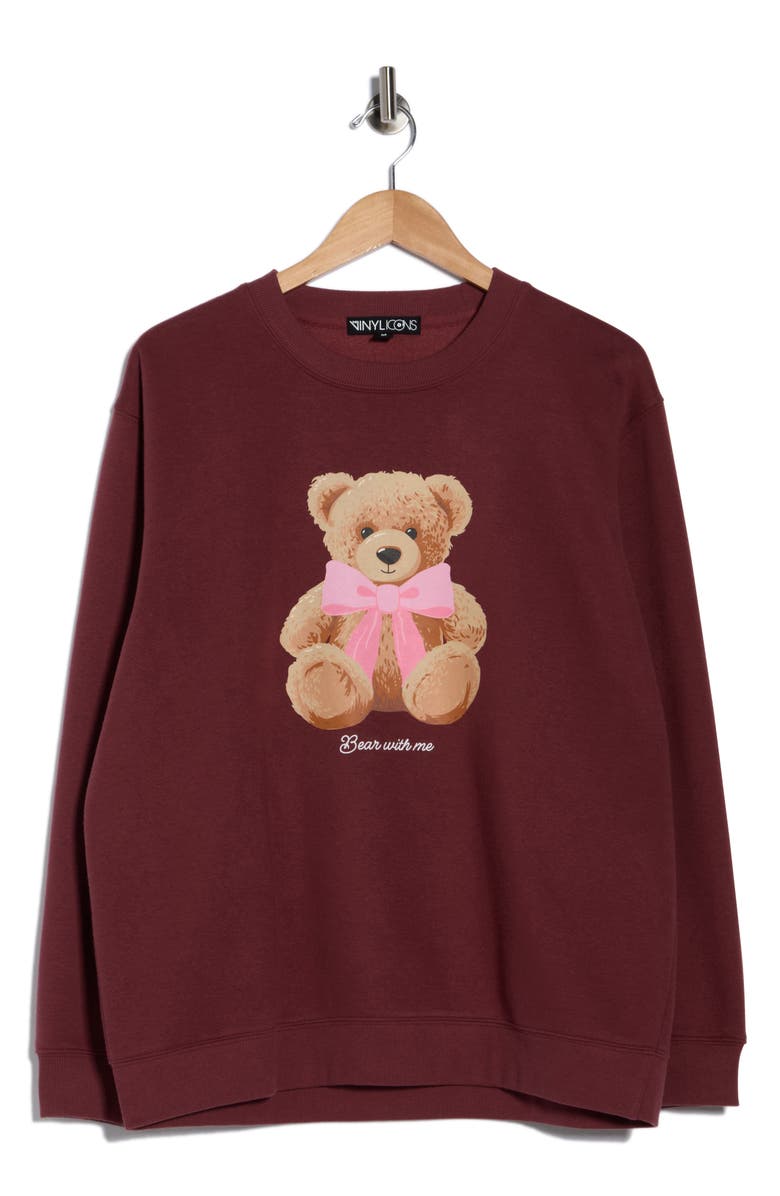 Vinyl Icons Teddy Bear Fleece Crewneck Sweatshirt, Alternate, color, 