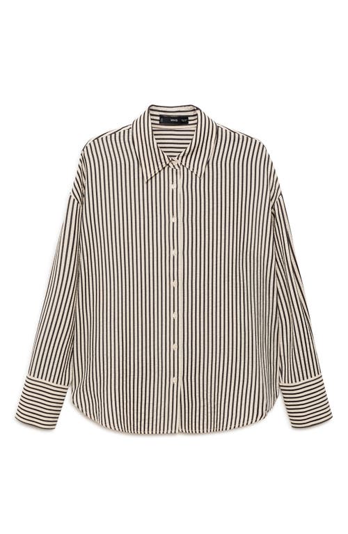 MANGO MANGO TEXTURED STRIPE BUTTON-UP SHIRT 