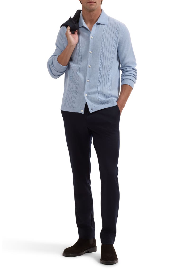 Cable Wool and Cashmere Cardigan, Alternate, color, AIR BLUE