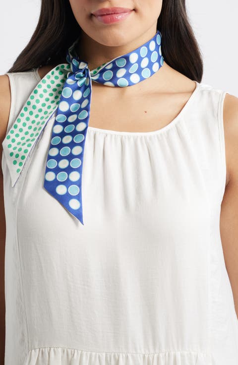 Spot & Dot Silk Satin Ribbon Scarf