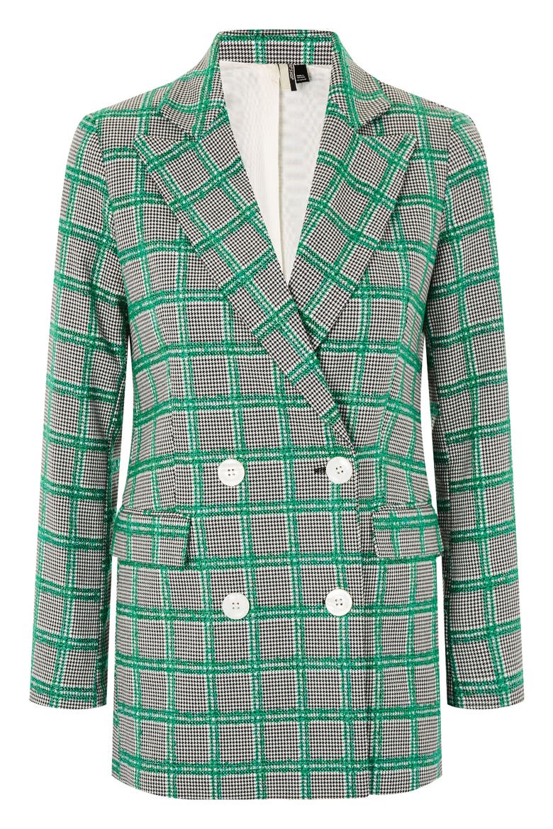 Double Breasted Windowpane Plaid Jacket, Alternate, color, GREEN MULTI
