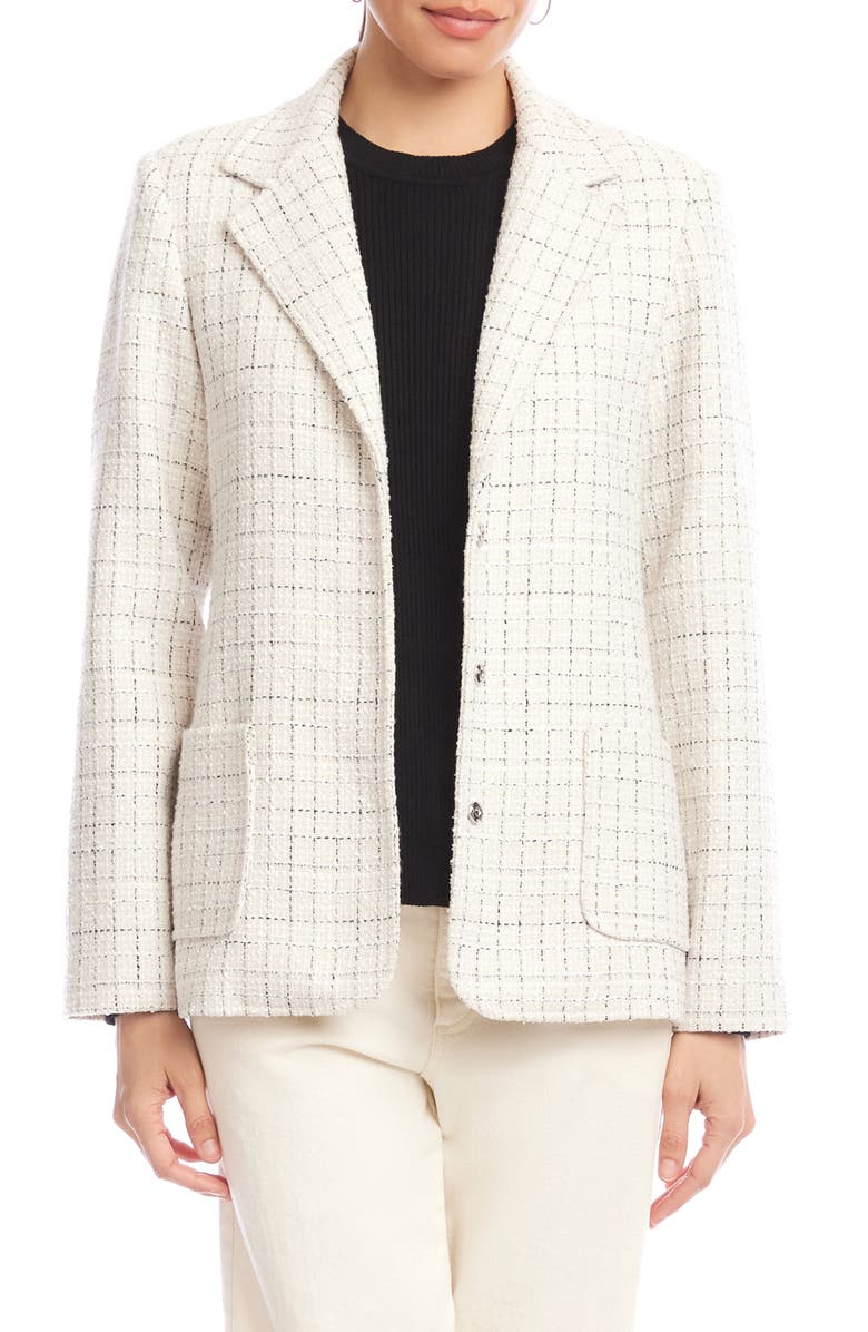 Karen Kane Check Tweed Blazer, Main, color, Black/ Off White