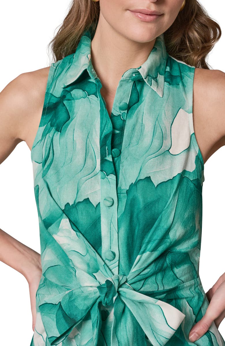 Donna Karan New York Floral Print Linen Blend Midi Dress, Alternate, color, Lawn Multi