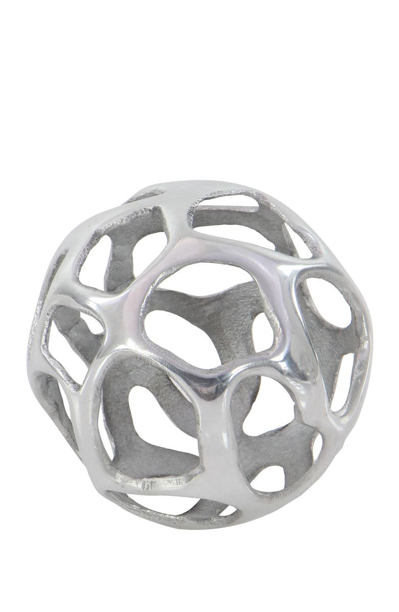 WILLOW ROW Silvertone Aluminum Contemporary Geometric Sculpture - Set of 3, Alternate, color, 