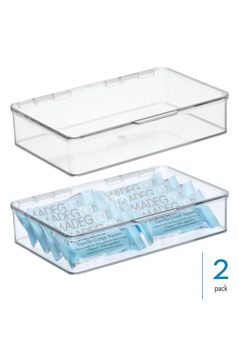 Stackable Hinged-Lid Pantry Storage Box - Set of 2 - Clear, Alternate, color, Clear