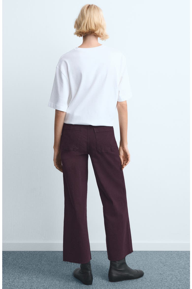 Catherin Frayed High Waist Wide Leg Culotte Jeans, Alternate, color, WINE
