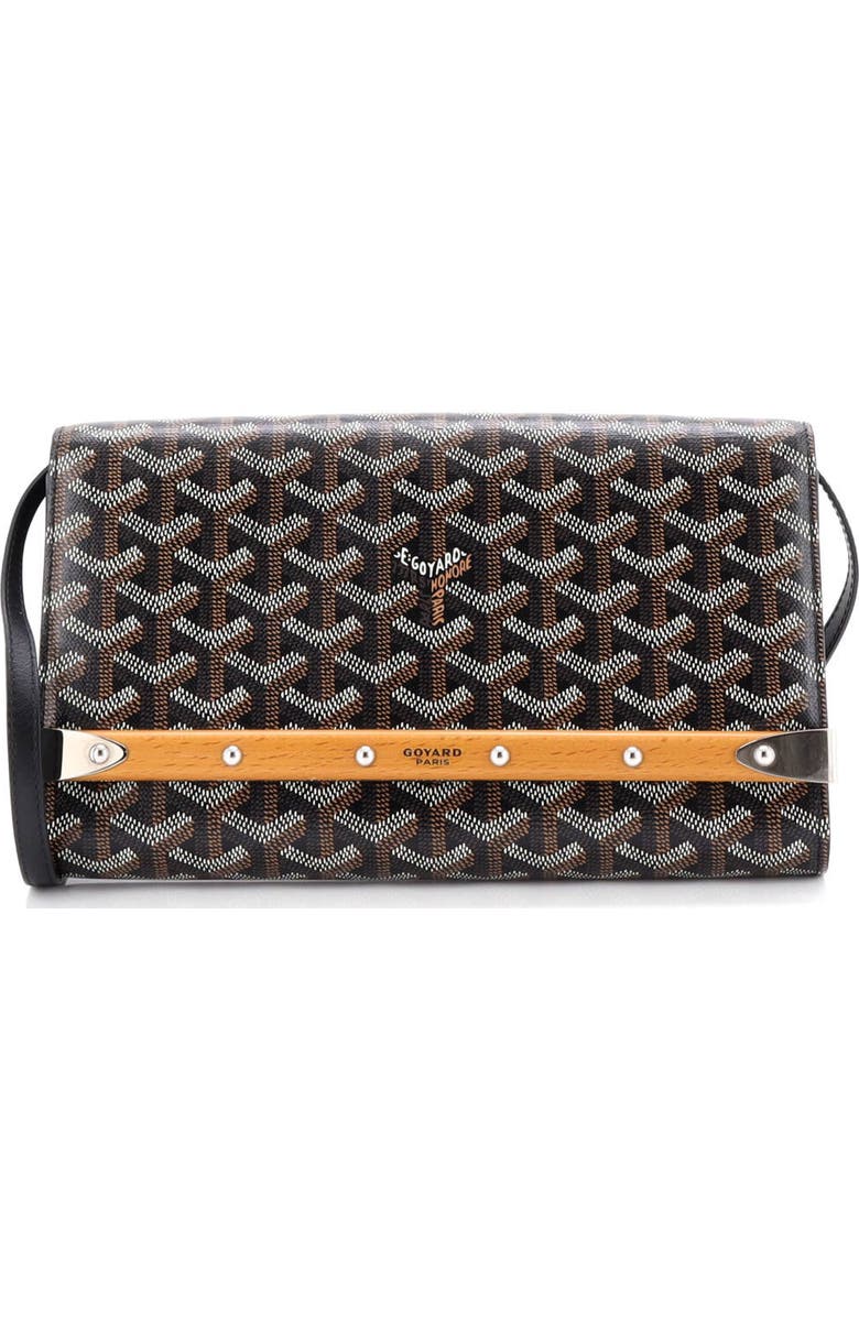 Pre-Owned Goyard Monte Carlo Clutch with Strap Coated Canvas PM, Main, color, Black